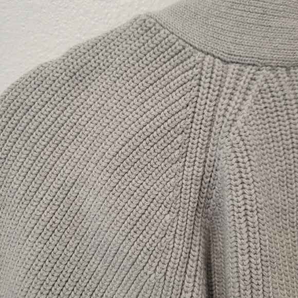 Charter Club Gray Open Cardigan Sweater PXL 100% Cotton Rolled Sleeve Pockets - Picture 5 of 5